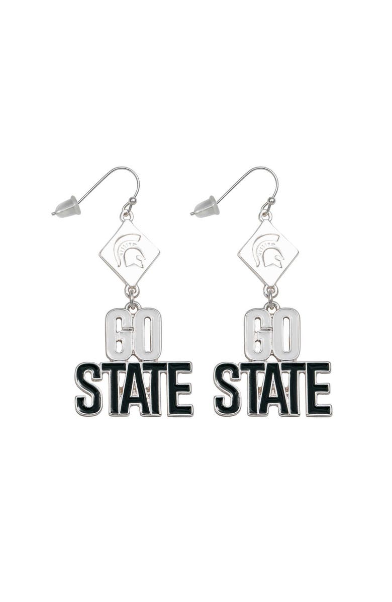 EMERSON STREET Michigan State Spartans Della Earrings, Main, color, Silver