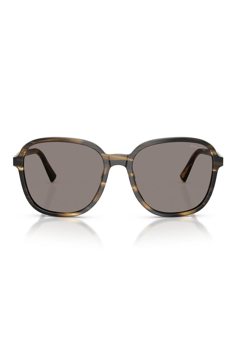 58mm Pillow Sunglasses, Main, color, STRIPED LODEN / DARK GREY