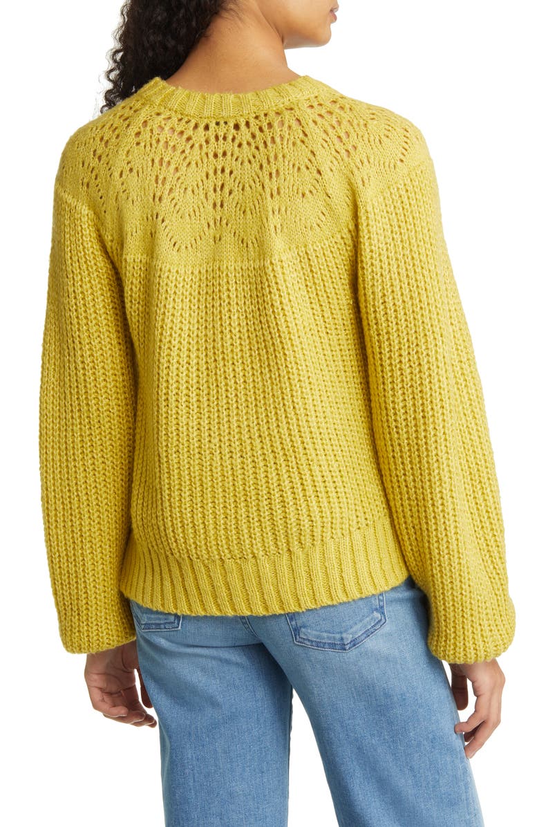 Bobeau Balloon Sleeve Sweater, Alternate, color, Lime Green