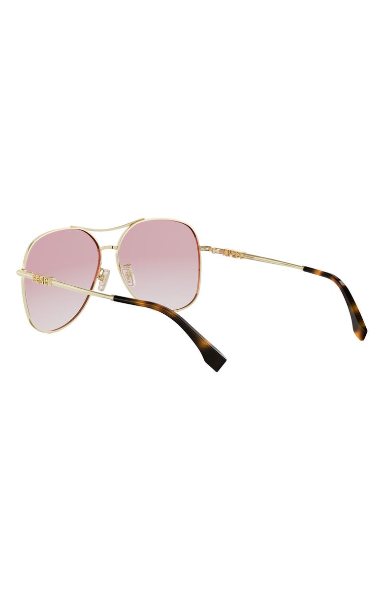 Fendi graphy 61mm Gradient Pilot Sunglasses, Alternate, color, Shiny Endura Gold / Gradient