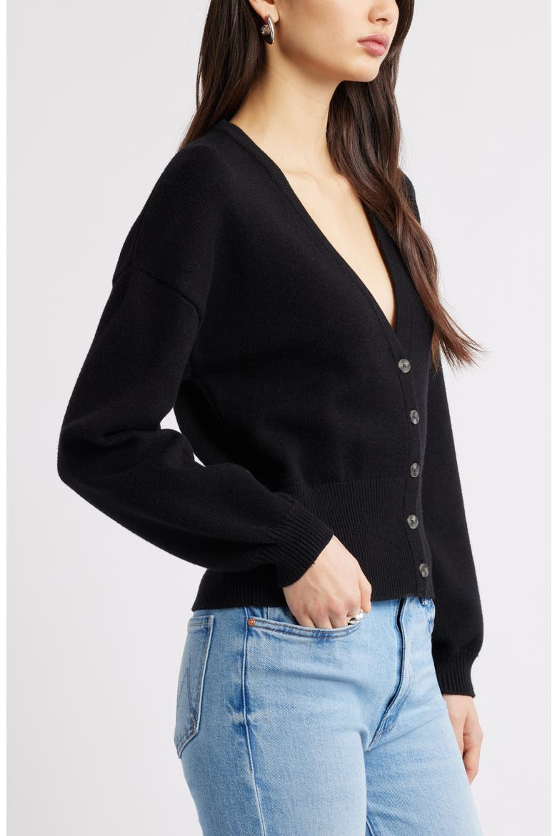 Rib Waist Cardigan, Alternate, color, BLACK