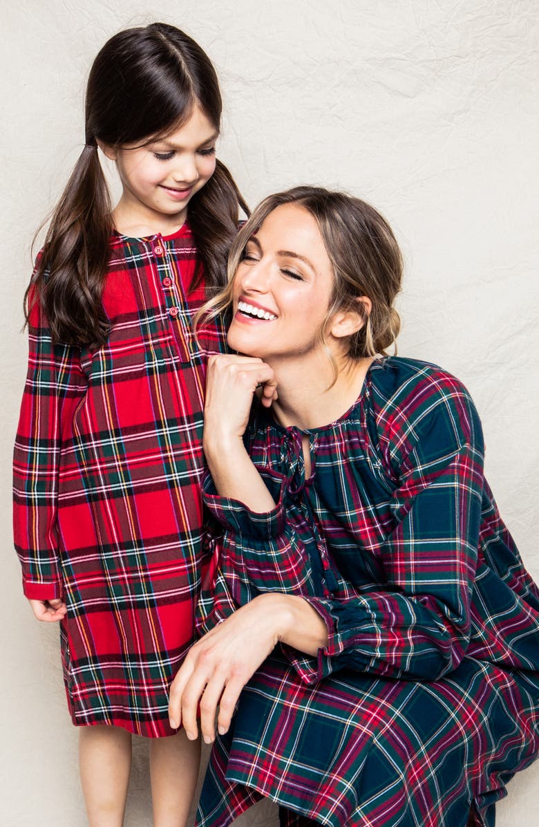 Petite Plume Windsor Tartan Cotton Flannel Nightgown, Alternate, color,