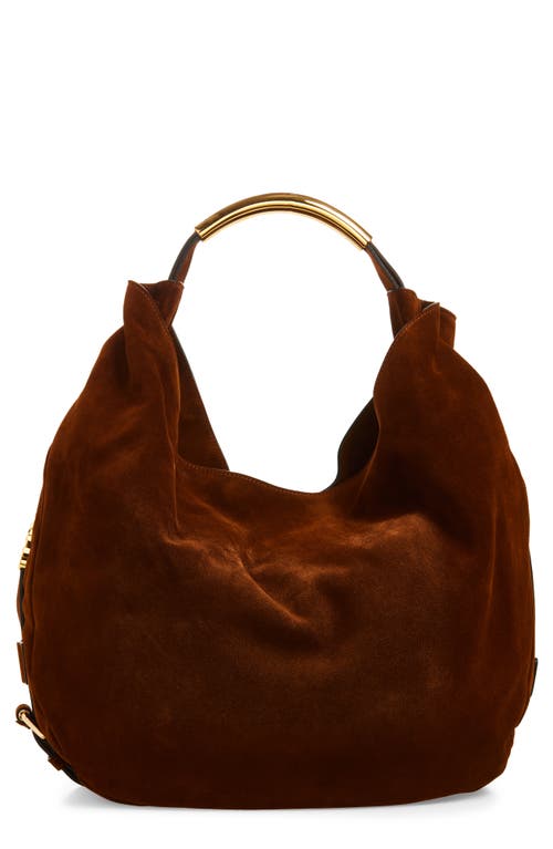 Moschino Handle Me Suede Hobo Bag in Brown at Nordstrom
