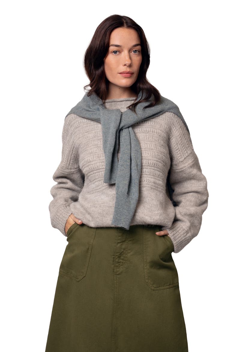 British Heritage Gansey Sweater, Alternate, color, Undyed Taupe
