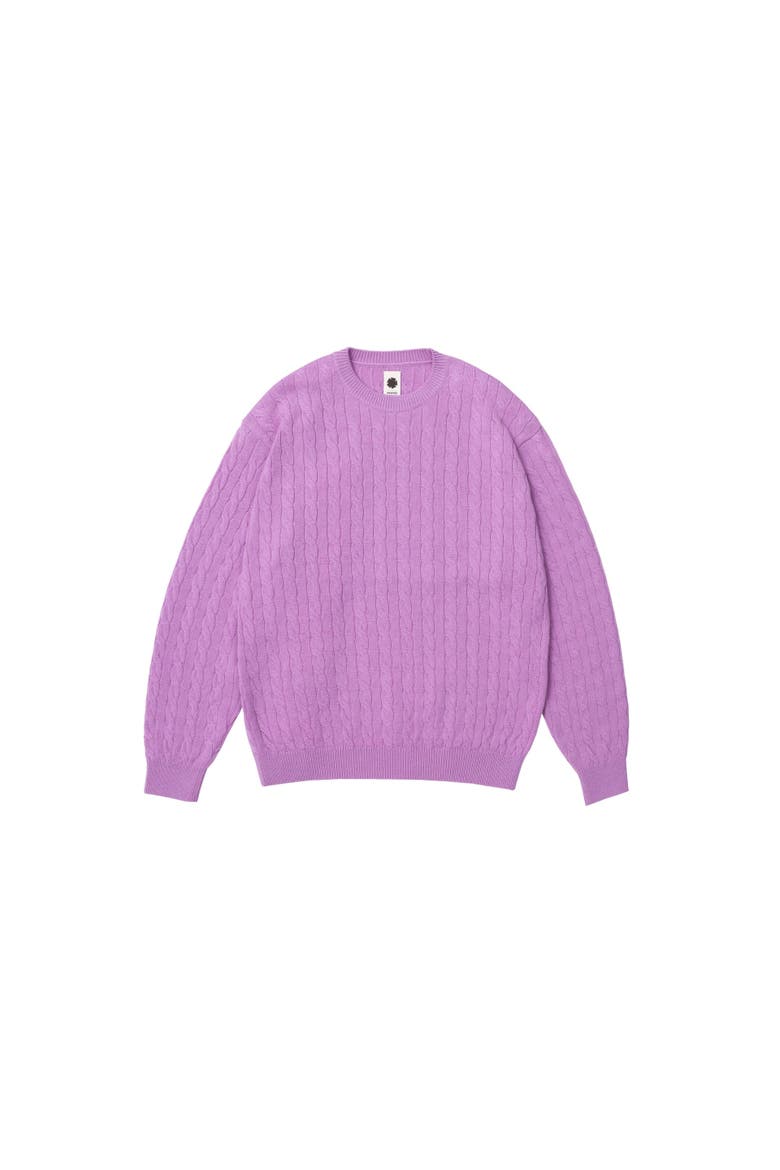 Cable Knit Crewneck, Main, color, Lavender
