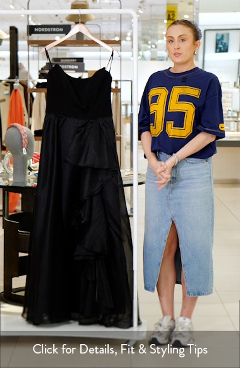 Ruffle Strapless Mixed Media Gown, sales video thumbnail