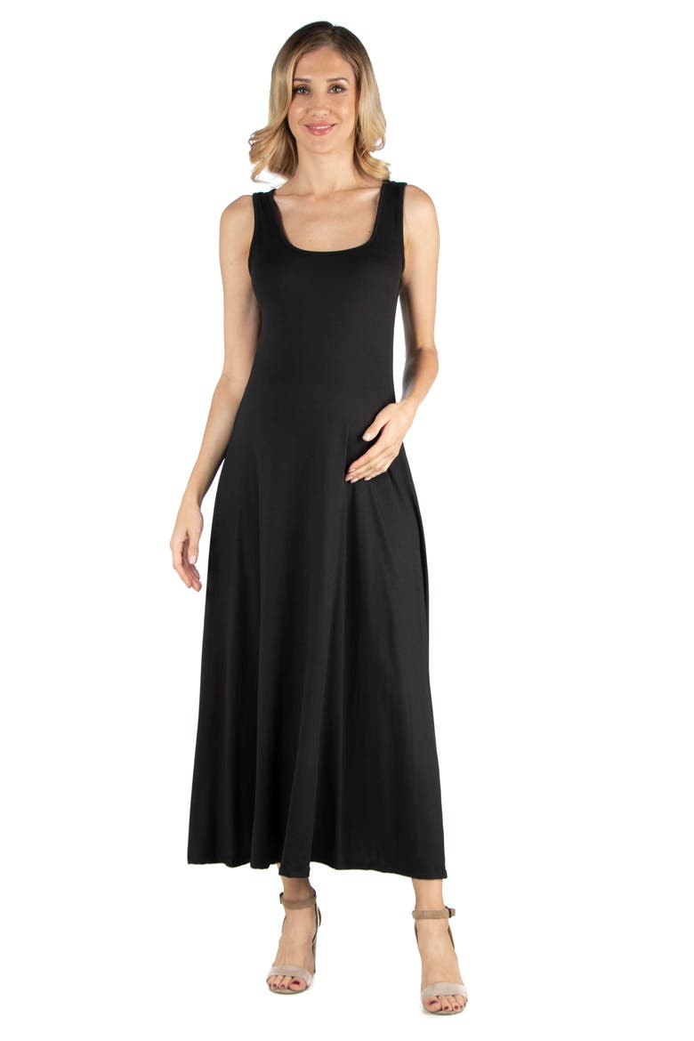 Maternity Slim fit A-Line Sleeveless Maxi Dress, Main, color, Black