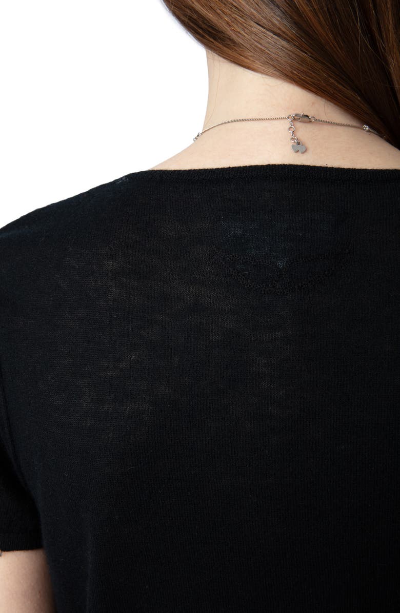 Zadig & Voltaire Celsey Short Sleeve Cashmere Sweater, Alternate, color, 