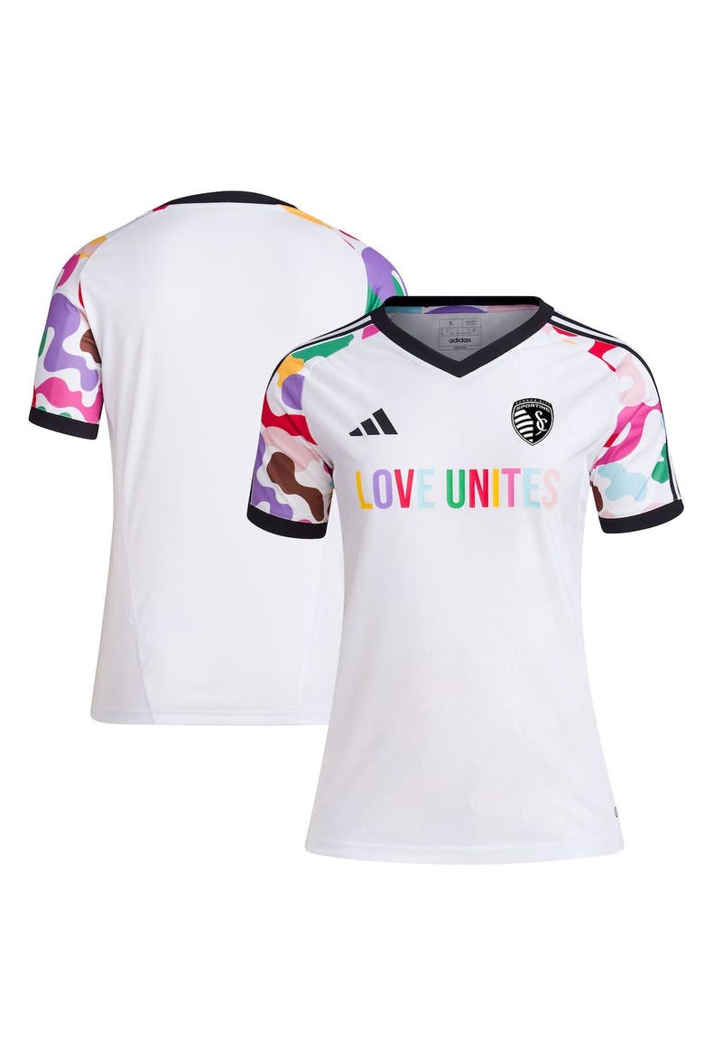 Women's adidas White Sporting Kansas City 2023 Pride Pre-Match Top, Main, color, White