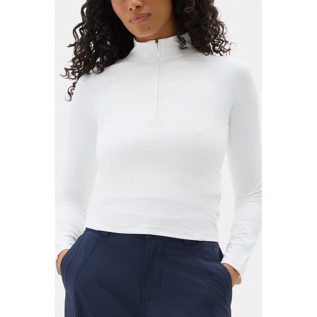 Halfdays Julie Quarter Zip Top in White/lunar Rock at Nordstrom, Size Medium