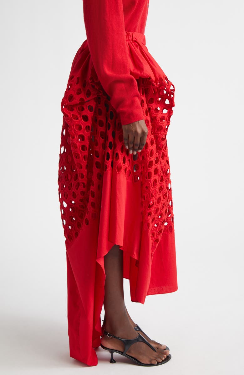 Diotima Dame Asymmetric Cotton Eyelet Skirt, Alternate, color, Grenadine