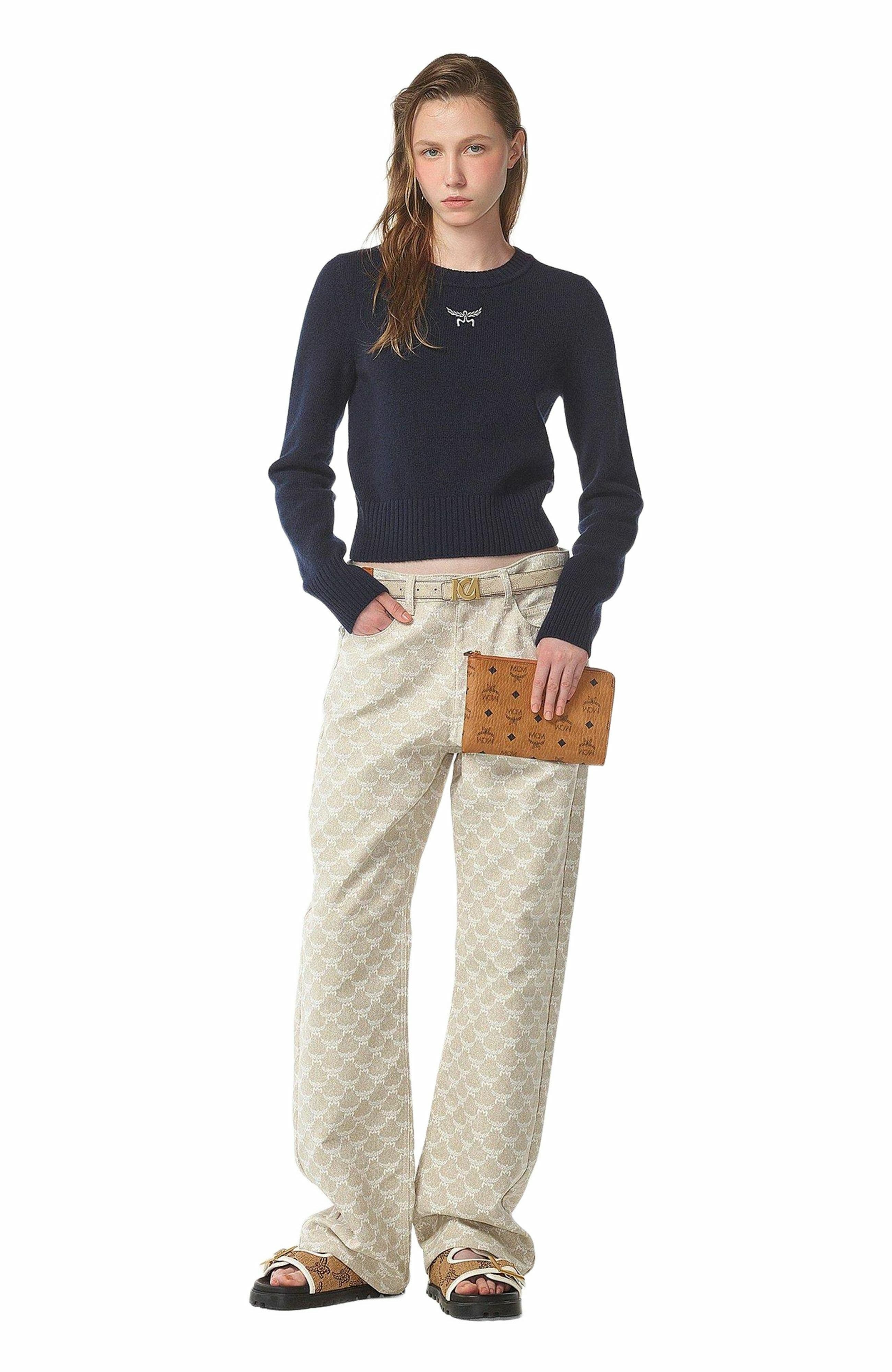 MCM Ottomar Travel Pouch in Visetos, Alternate, color, Cognac