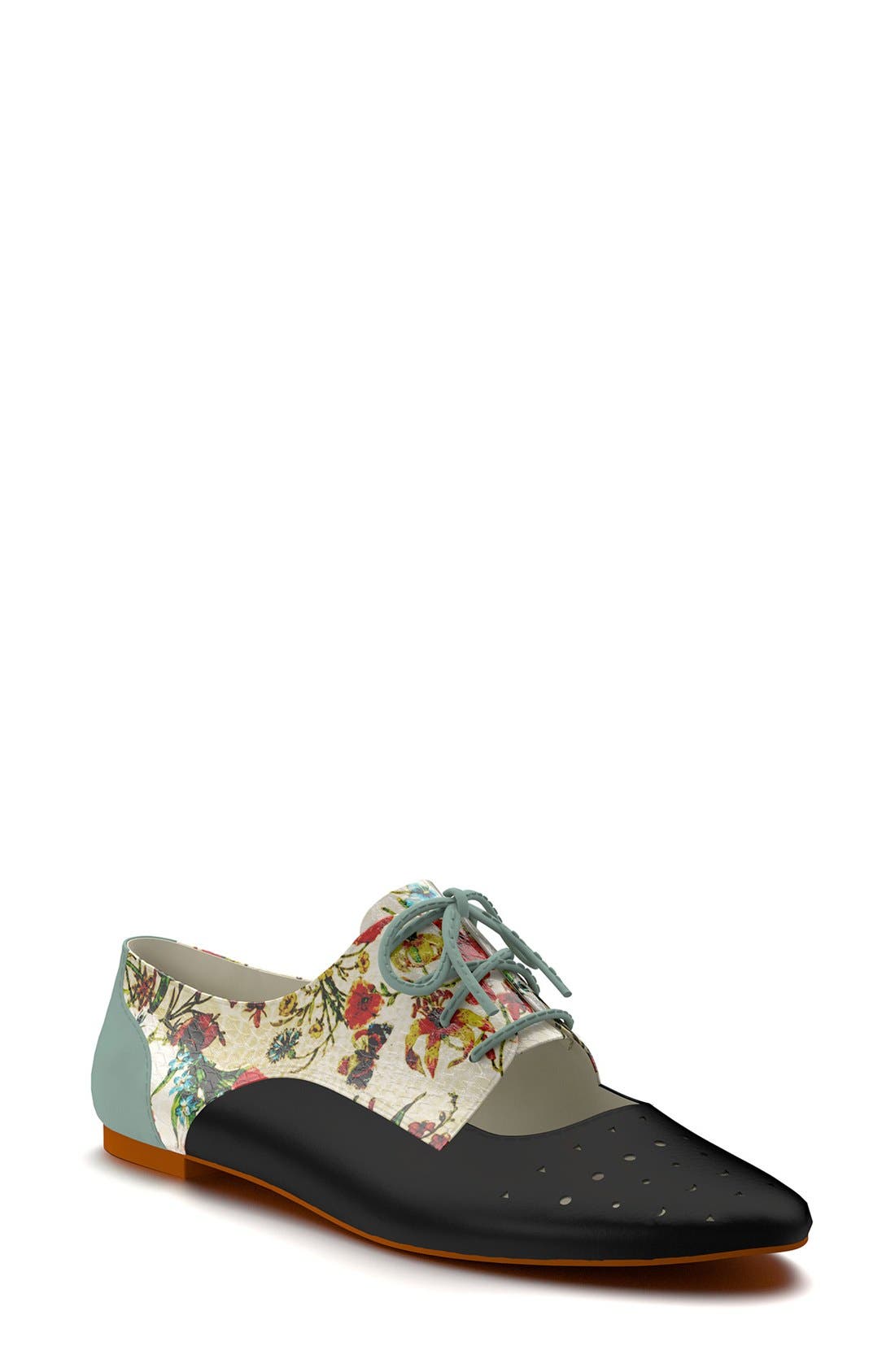 Shoes of Prey Floral Print Cutout Oxford, Main, color, 