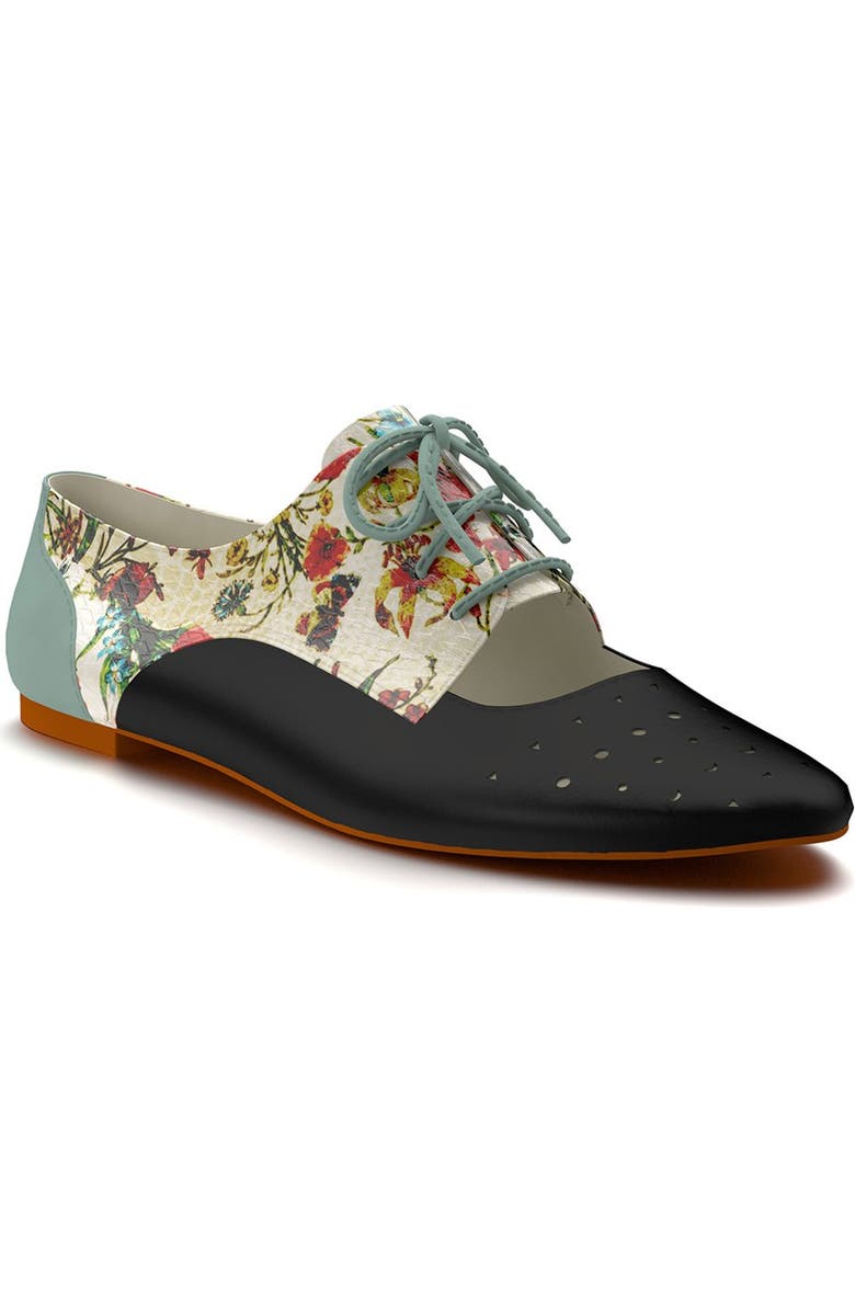 Shoes of Prey Floral Print Cutout Oxford, Main, color,