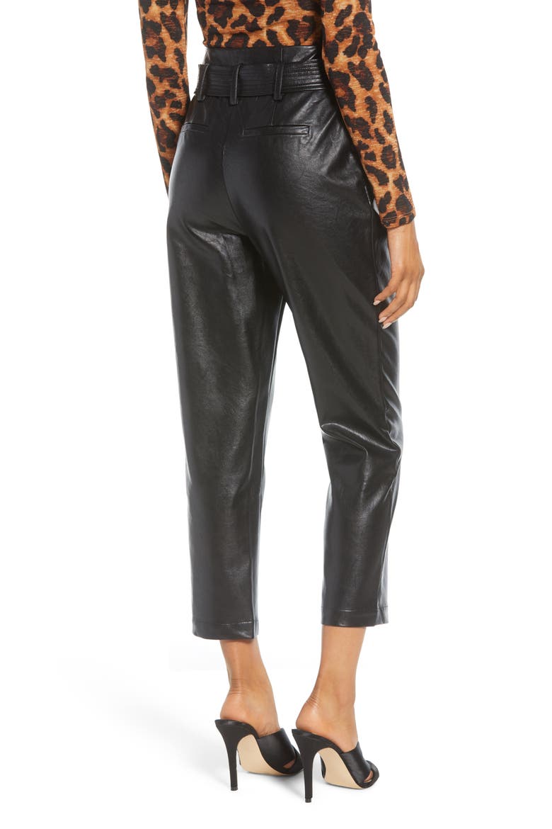 Faux Leather Crop Pants, Alternate, color, BLACK