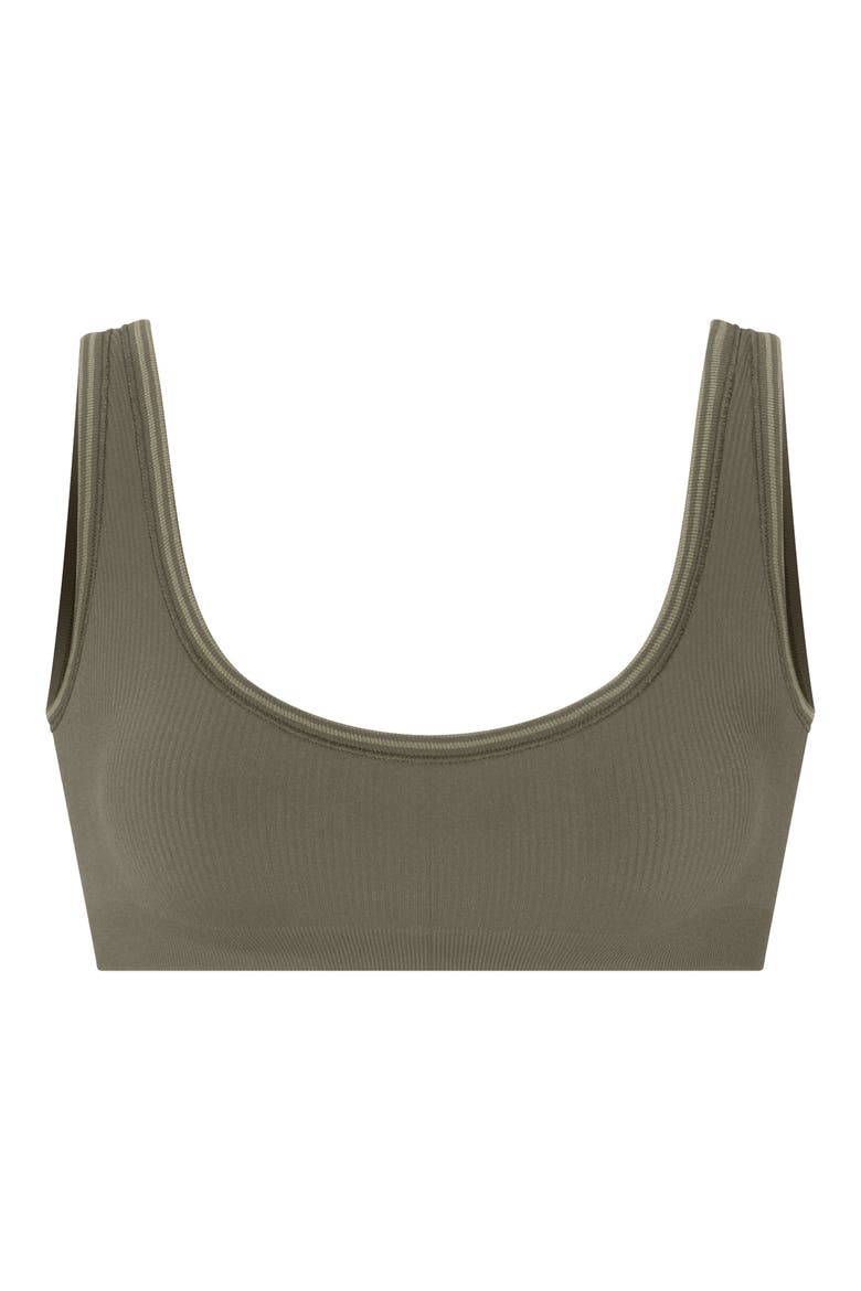 Ribbed Seamless Mico-Scoop Bra, Alternate, color, DUSTYOAKMOSS/ DUNE