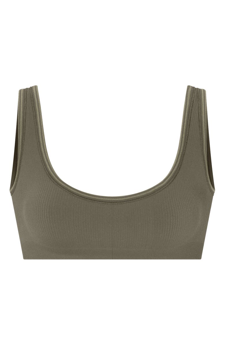 NikeSKIMS Ribbed Seamless Mico-Scoop Bra, Alternate, color, Dustyoakmoss/ Dune