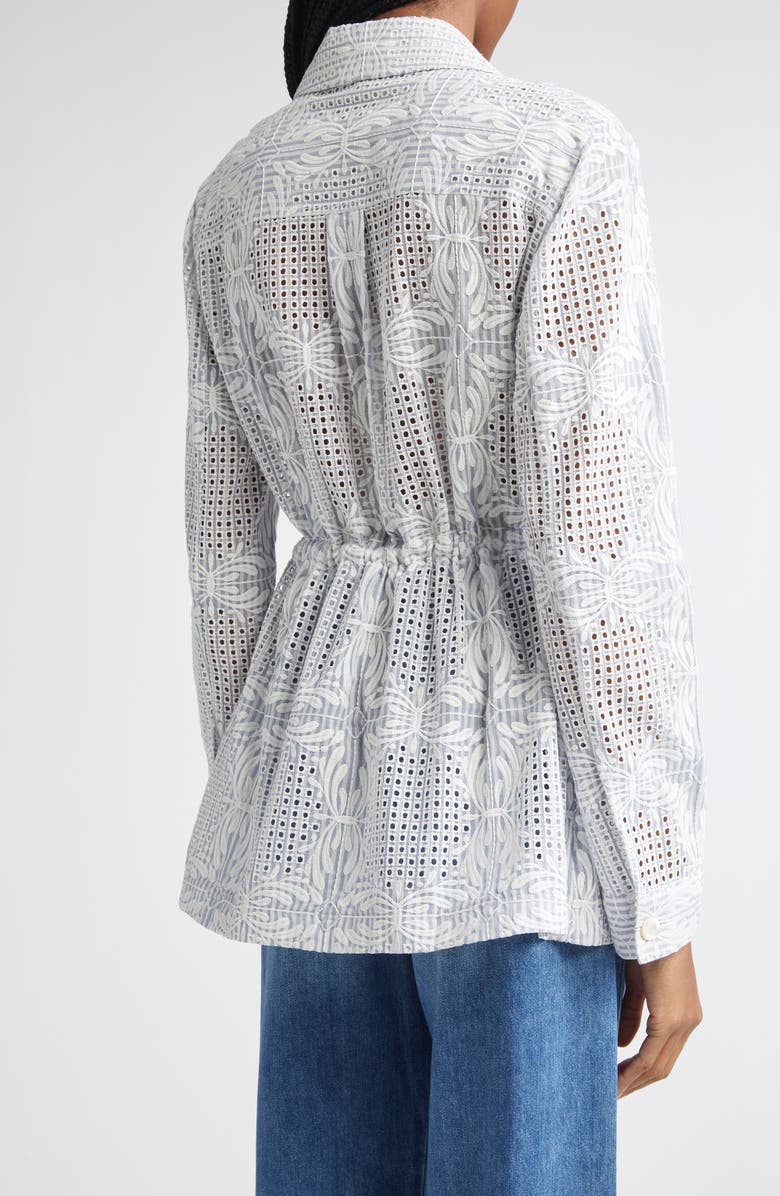 Veronica Beard Kiki Embroidered Eyelet Jacket, Alternate, color, Blue White