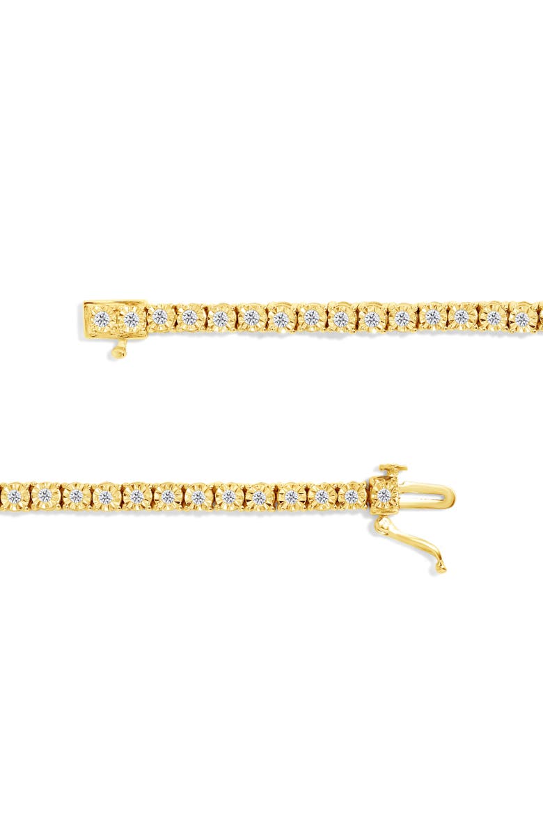 Silver 1.0 Cttw Rustic Diamond Tennis Bracelet, Alternate, color, Yellow Gold over Silver