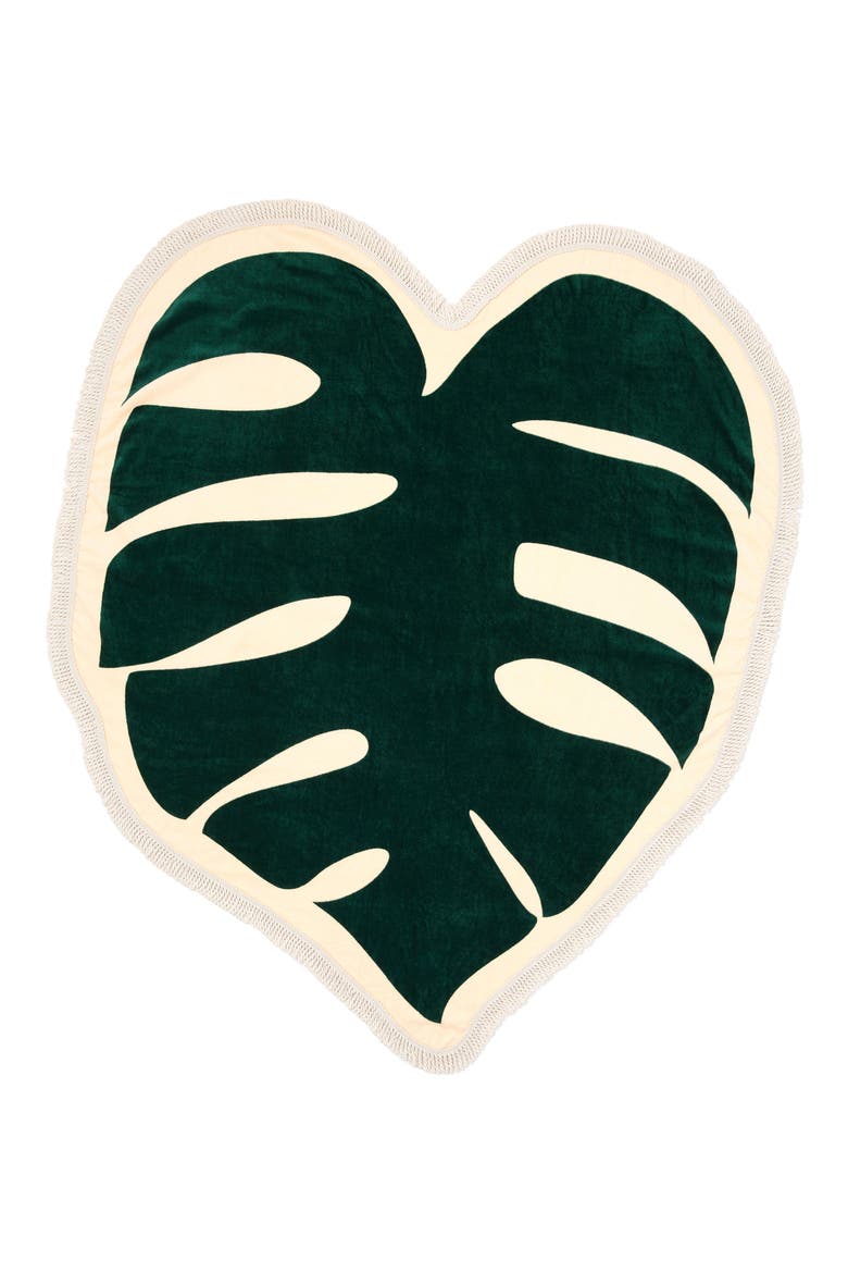 Monstera All Around Giant Terry Towel, Main, color, GREEN