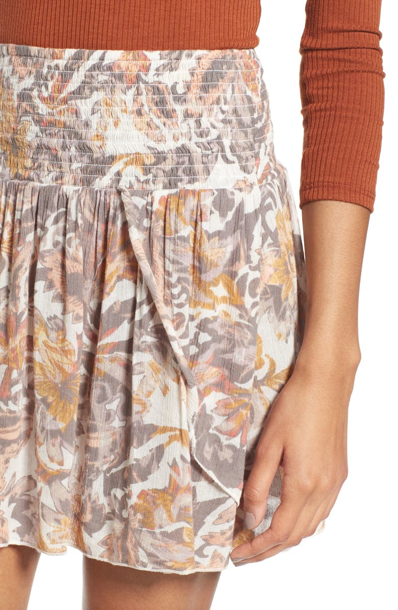 Sun & Shadow Print Smocked Waist Skirt, Alternate, color, 