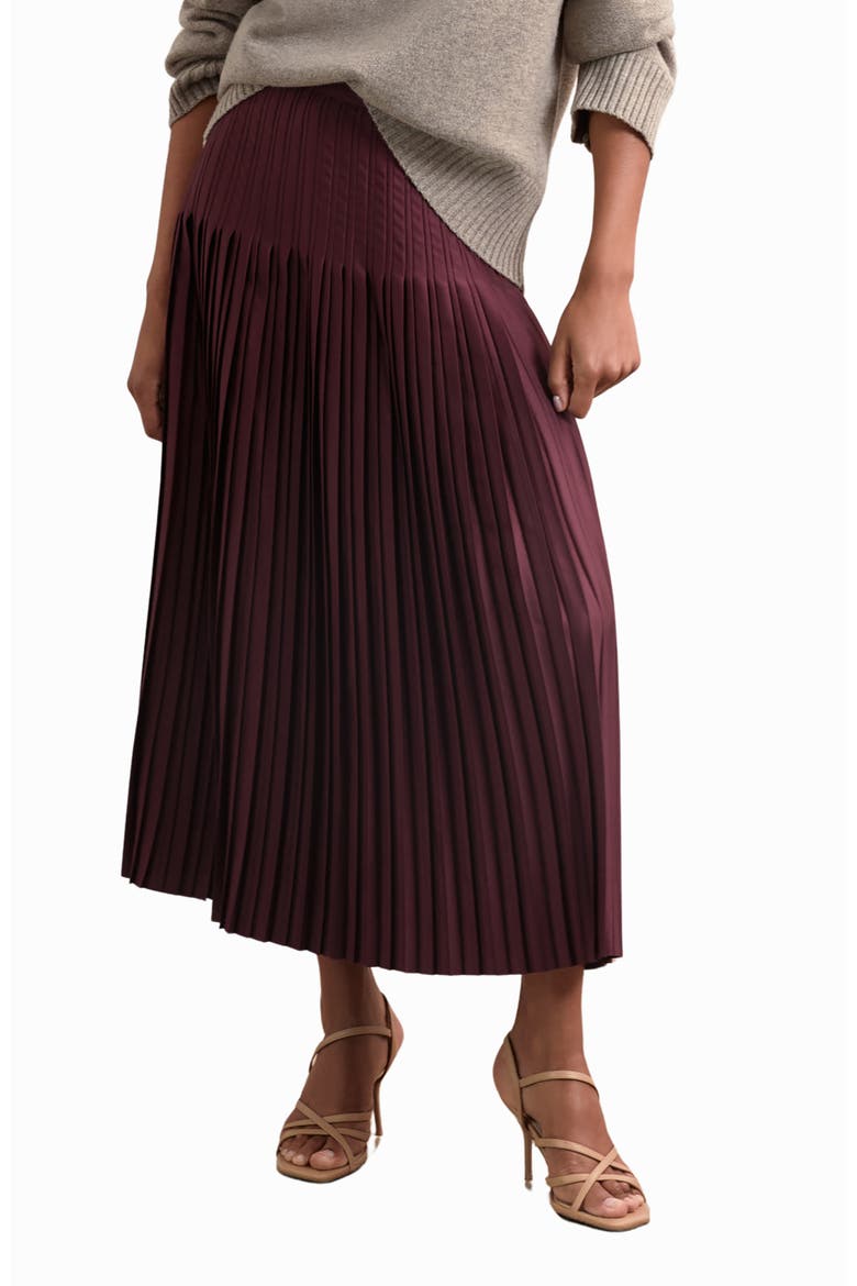 Savannah High Waist Pleated Skirt, Main, color, BURGUNDY