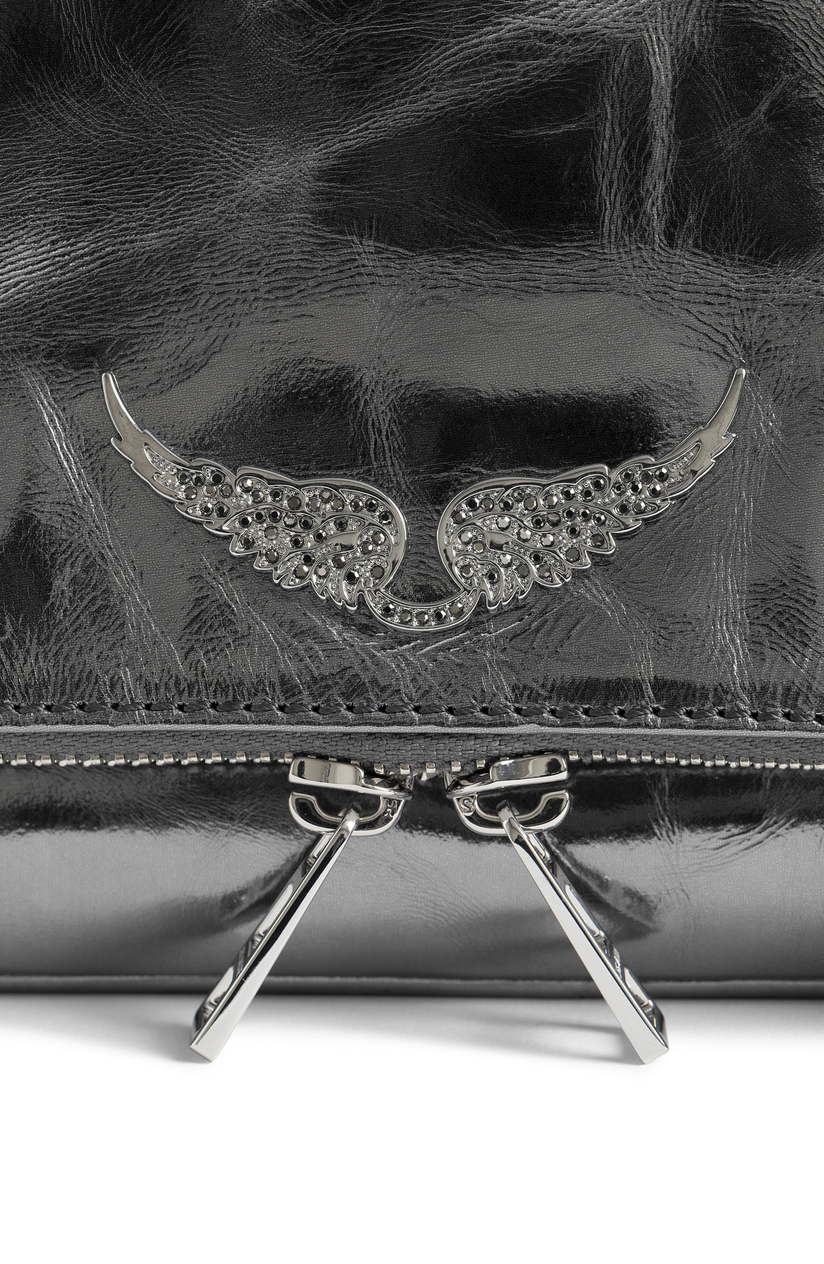 Zadig & Voltaire Rock II Metallic Clutch, Alternate, color, Gun