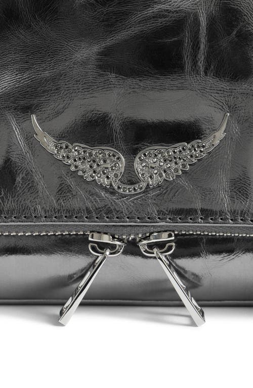 Zadig & Voltaire Silver Leather Rock Nano Vintage Metal Shoulder Bag In Metallic