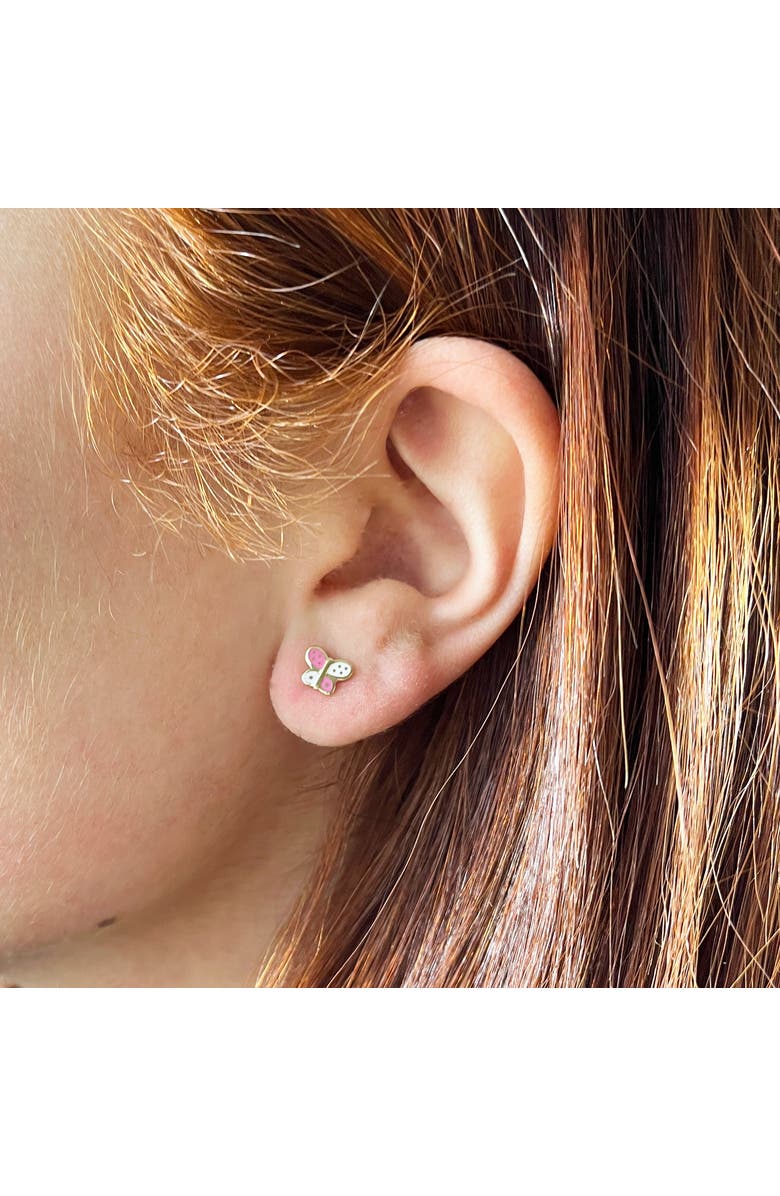 The Lovery Fine Jewelry Butterfly Enamel Stud Earrings, Alternate, color, Enamel