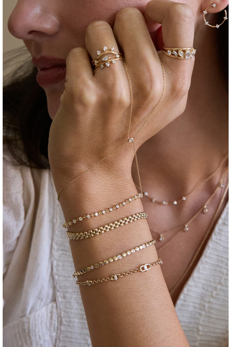 14K Gold Diamond Bezel Disc Link Tennis Bracelet, Alternate, color, 14K YELLOW GOLD