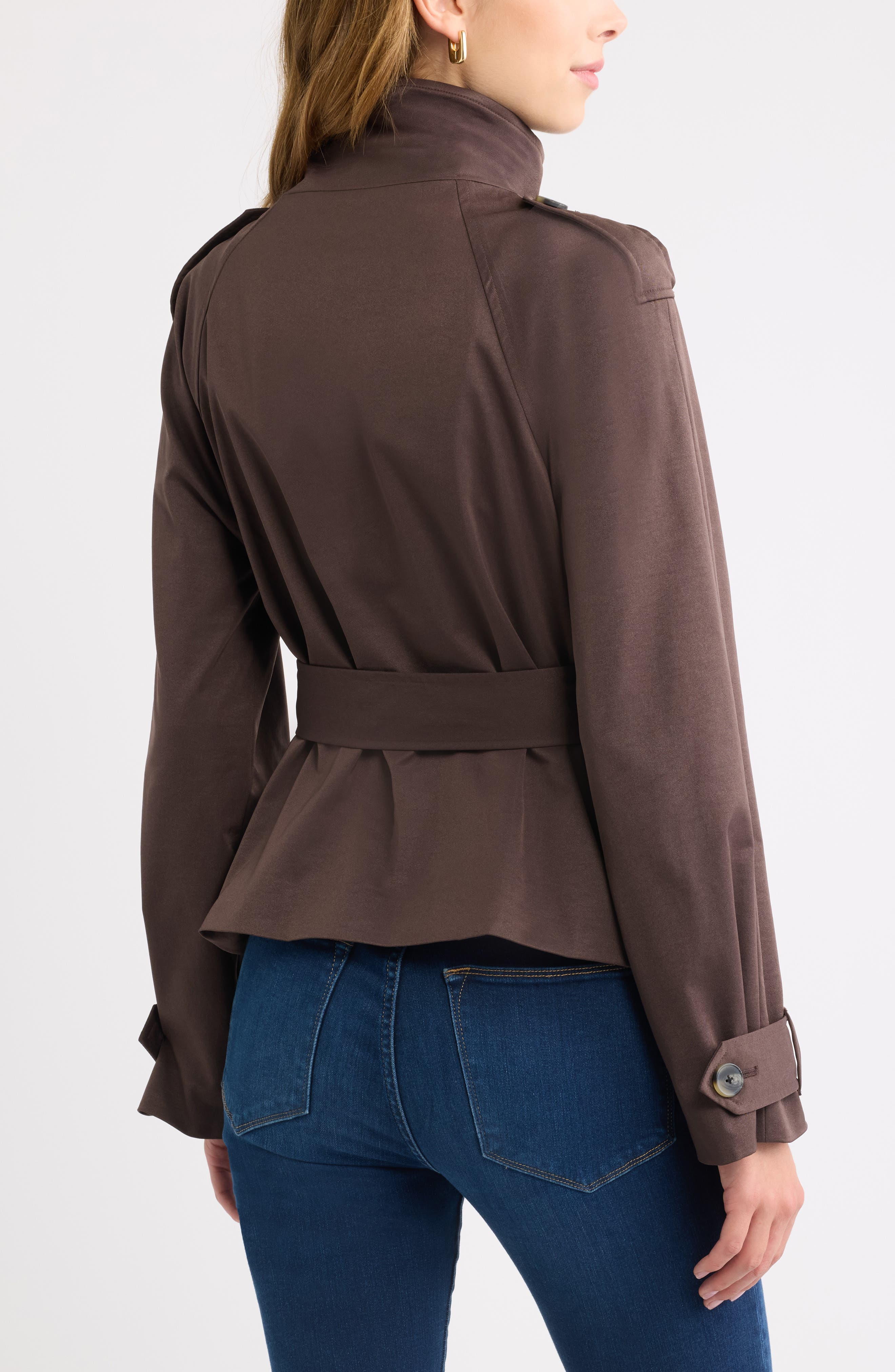 Женские куртки Open Edit Double Breasted Crop Trench Coat — фото 3