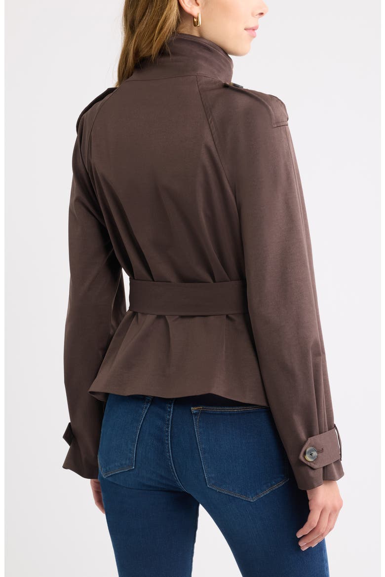 Double Breasted Crop Trench Coat, Alternate, color, BROWN SEAL