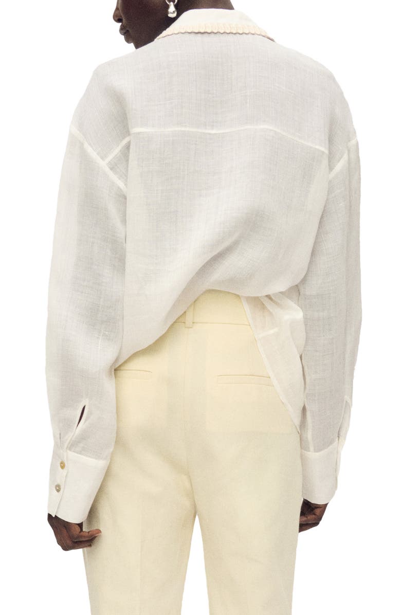 MANGO Embroidered Pocket Long Sleeve Woven Shirt, Alternate, color, 