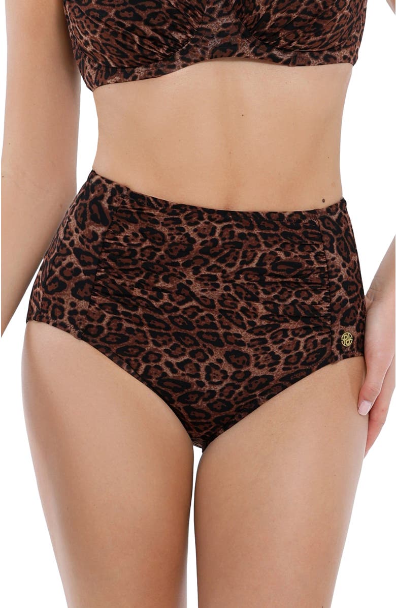 Popilush Shapewear Ruched Tummy Control Bikini Brief, Alternate, color, Brown Leopard