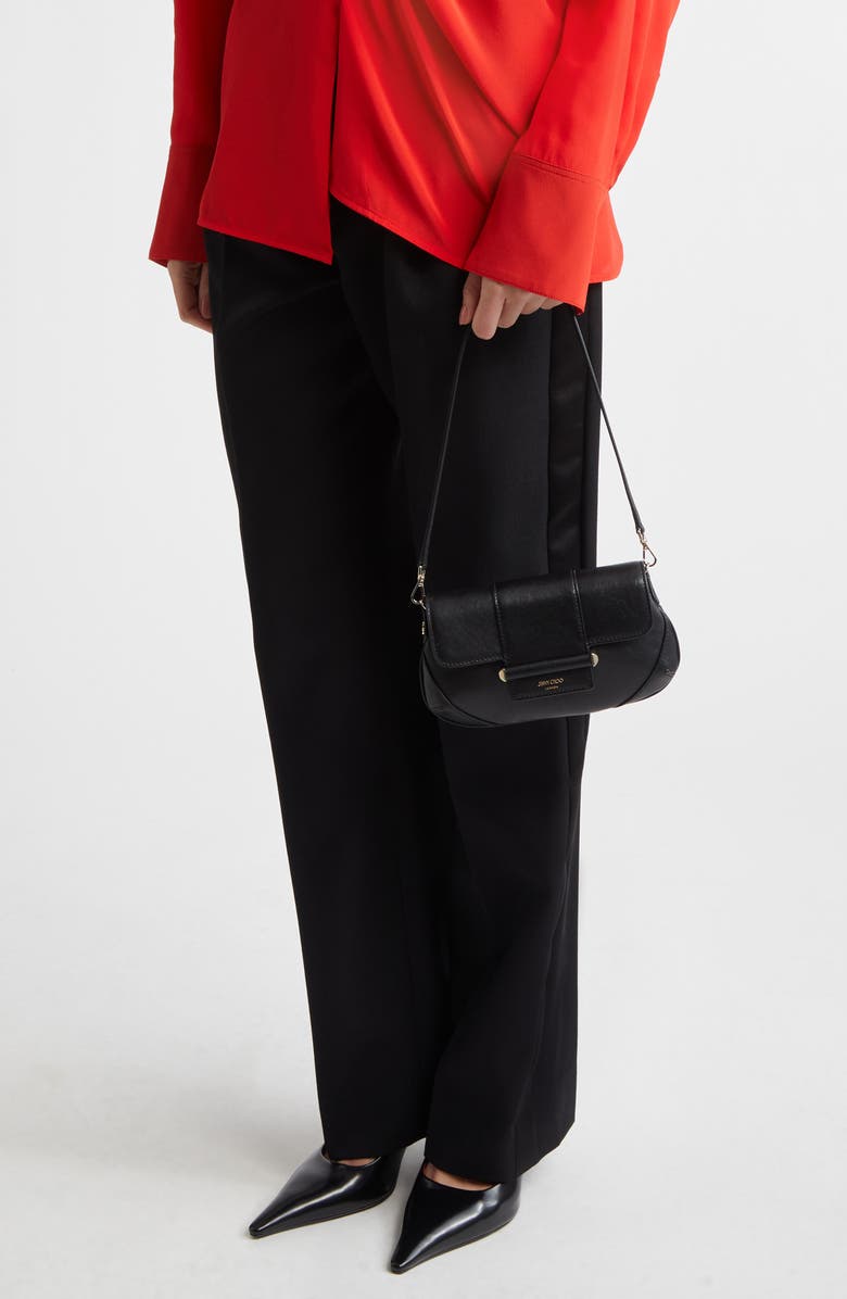 Jimmy Choo Small Bar Shoulder Bag, Alternate, color, Black/ Shiny Gold