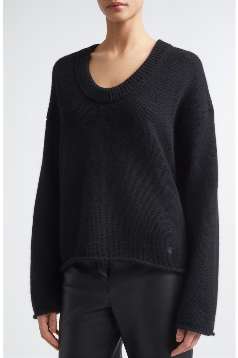 Derry Cashmere U-Neck Sweater, Alternate, color, BLACK