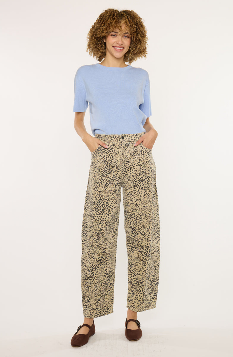 KanCan Lydia Low Slung Barrel Jeans, Main, color, Leopard Print