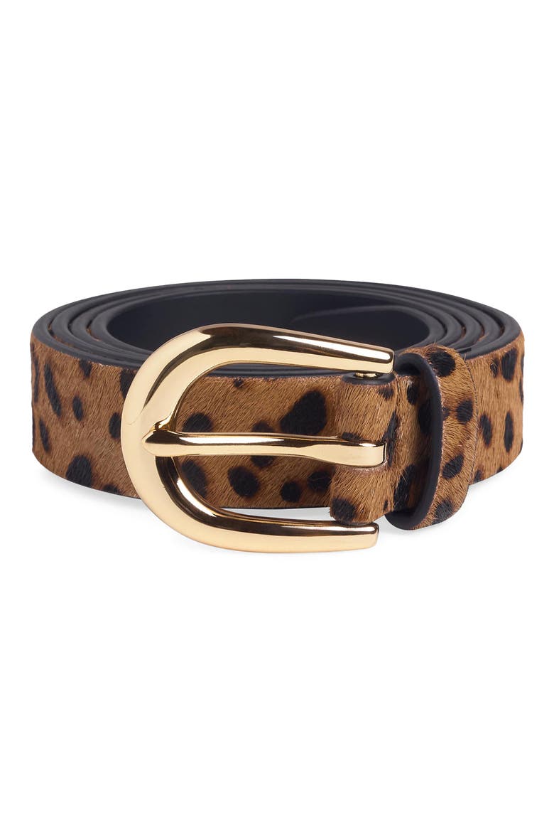 Favorite Leopard Print Skinny Calf Hair Belt, Alternate, color, LEOPARD