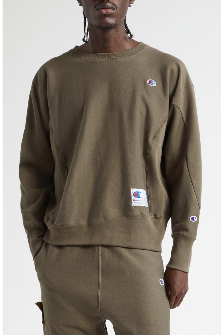 x Champion Cotton Fleece Sweatshirt, Main, color, KHAKI GRAY