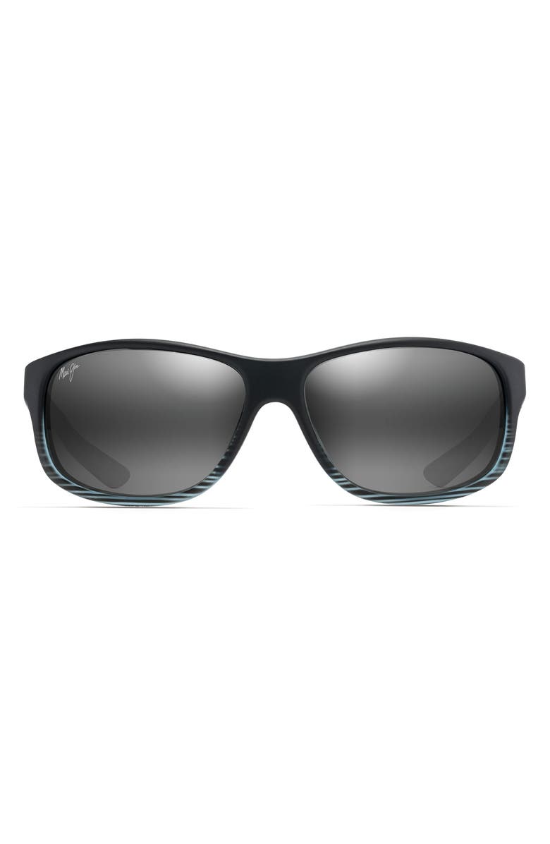 Maui Jim Kaiwi Channel 62mm PolarizedPlus2<sup>®</sup> Rectangular Sunglasses, Main, color, Grey Black Stripe Neutral