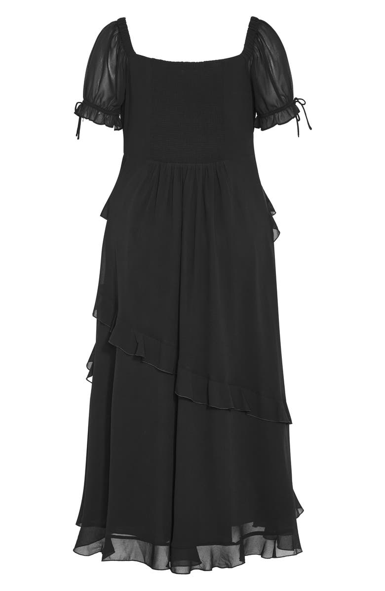 City Chic Shayla Ruffle Trim Maxi Dress, Alternate, color, Black