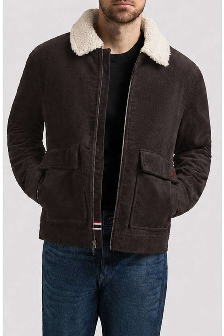 Crace Corduroy Jacket with Faux Shearling Collar, Main, color, AFTER DARK