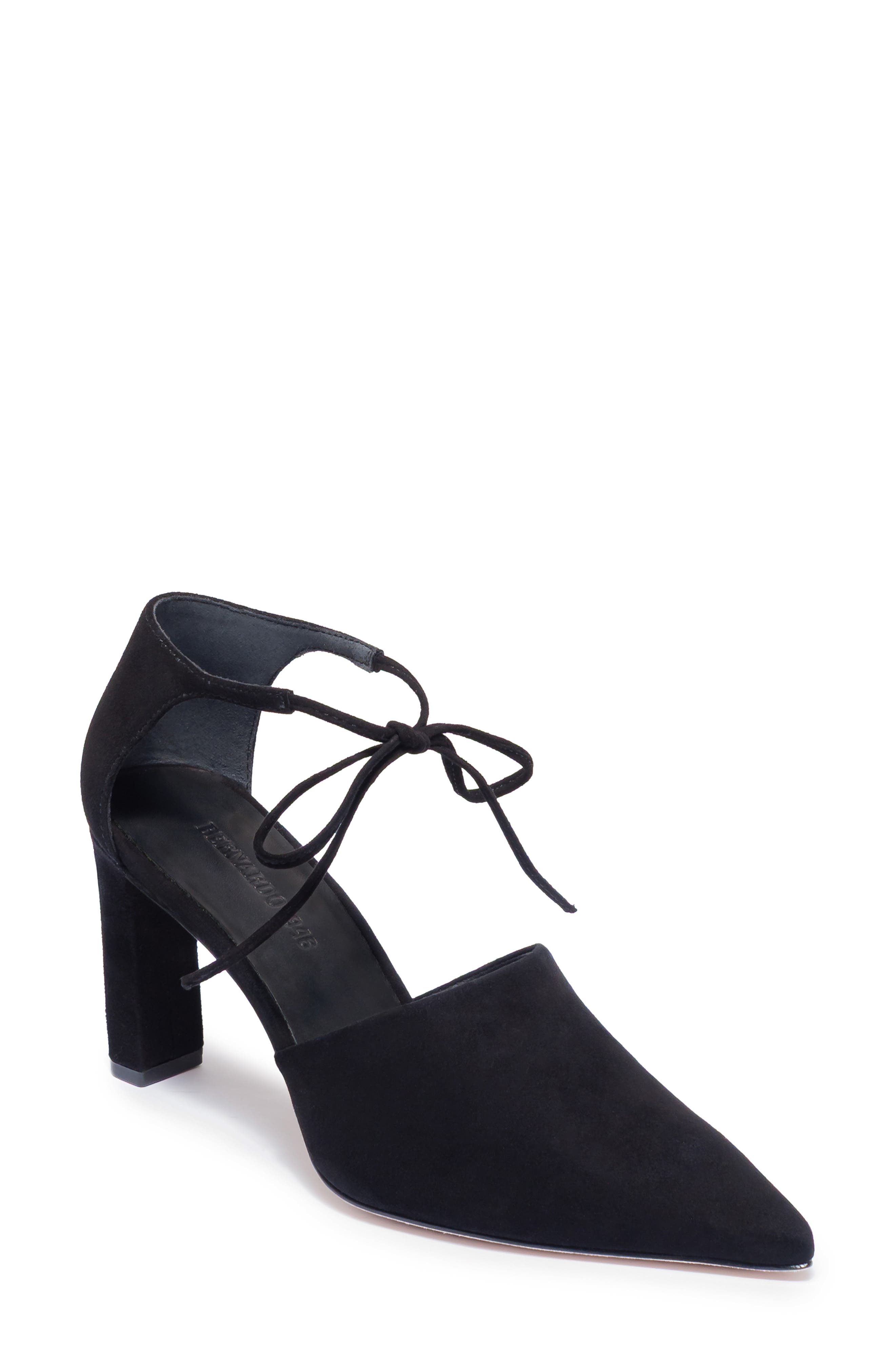 Siena Ankle Tie Pointed Toe Pump, Main, color, BLACK SUEDE