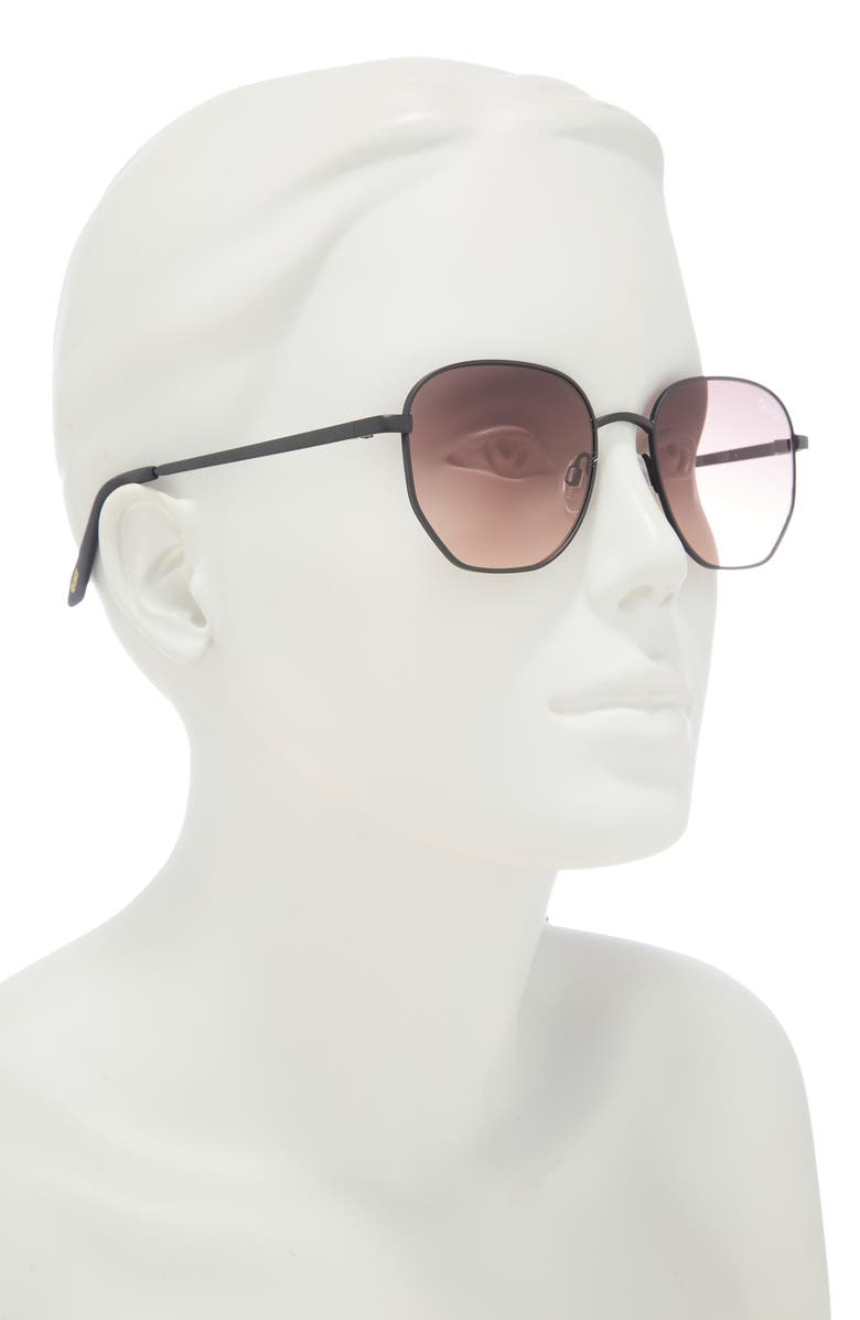 QUAY Big Time 54mm Gradient Round Sunglasses, Alternate, color, Black / Brown To Orange