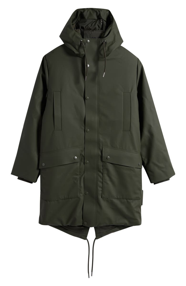 Rains Nome Long Waterproof Parka, Alternate, color, Green