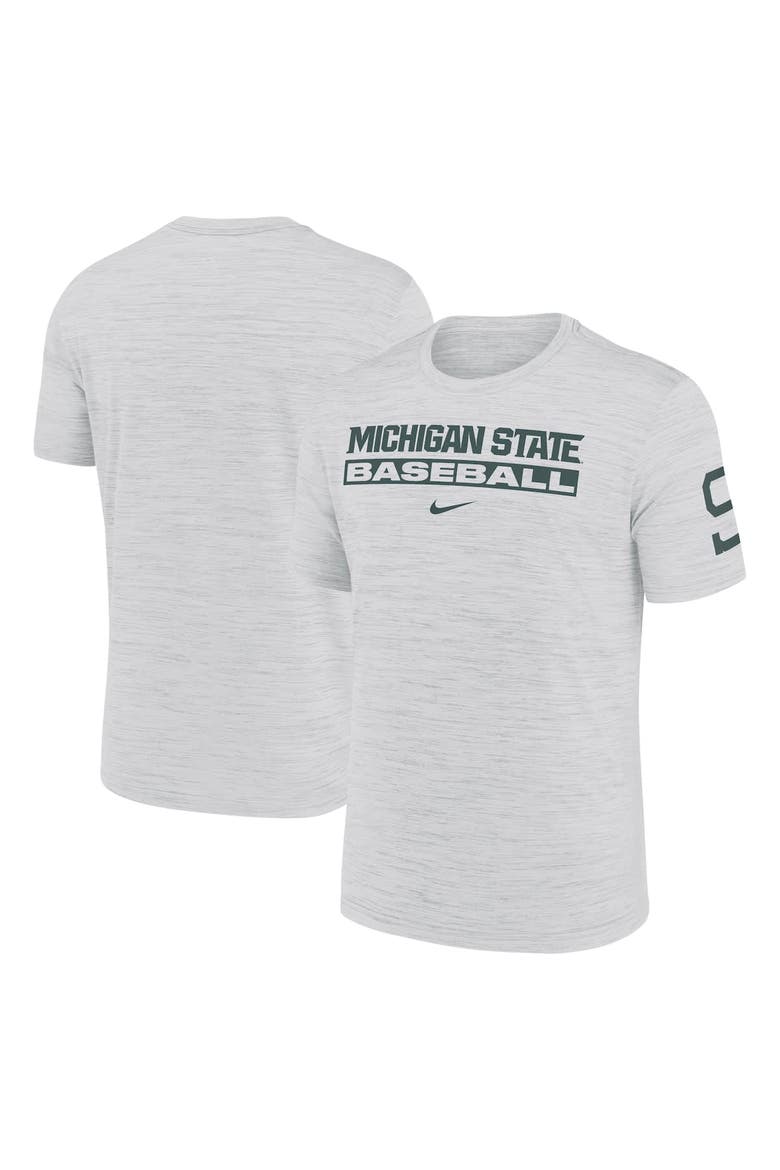 Men's Nike Ash Michigan State Spartans Velocity Baseball Wordmark Stack Performance T-Shirt, Alternate, color, Ash