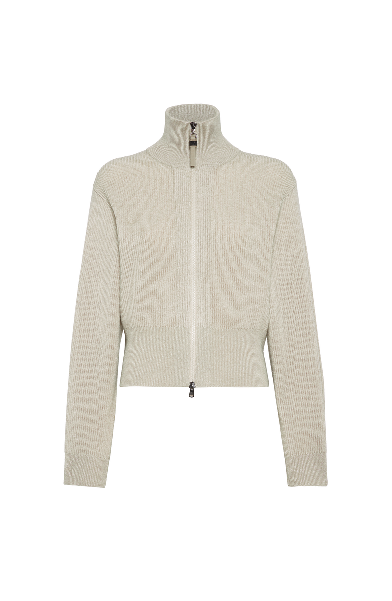 Brunello Cucinelli Sparkling cashmere cardigan, Main, color, Cool Beige