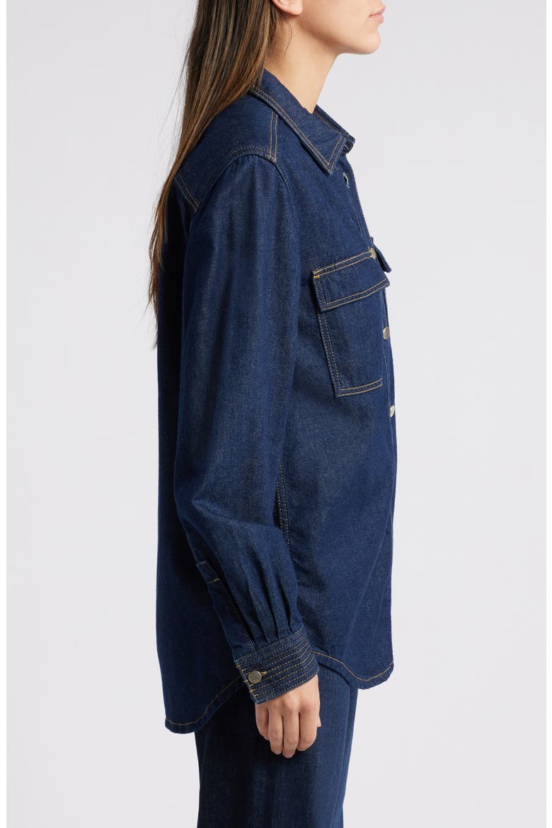 The Trapunto Denim Overshirt, Alternate, color, RINSE
