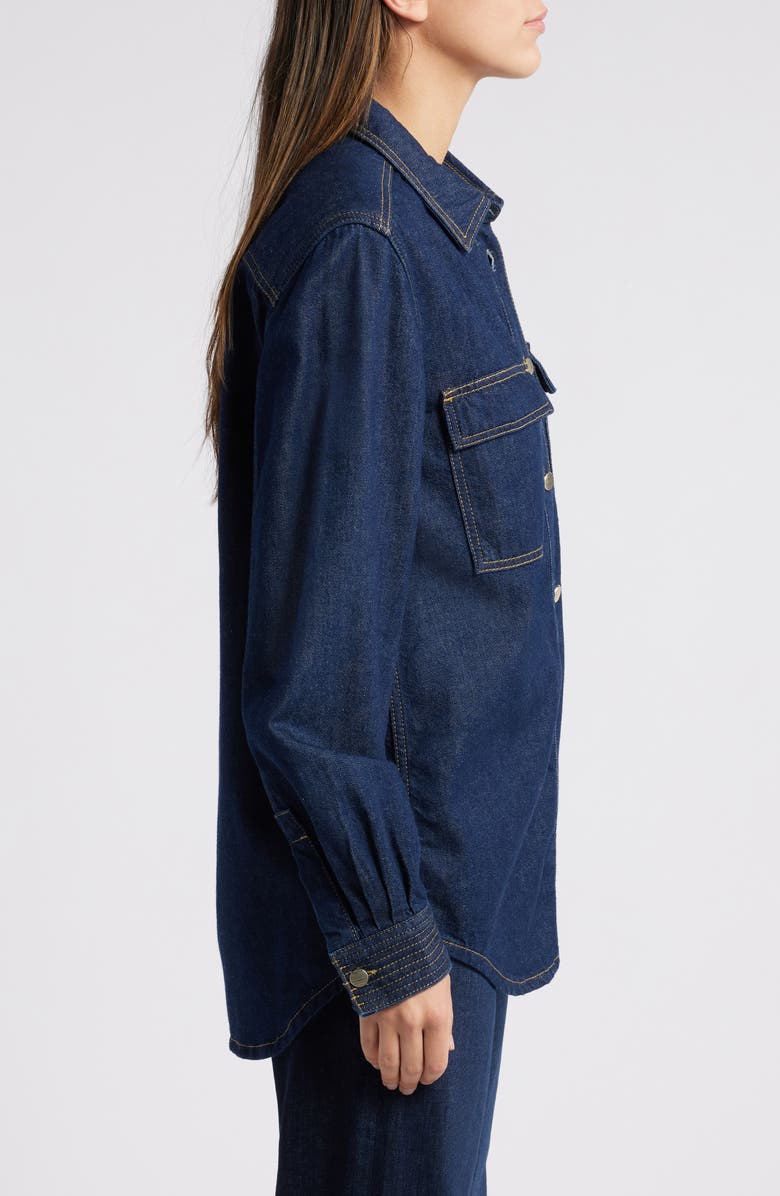 FRAME The Trapunto Denim Overshirt, Alternate, color, Rinse