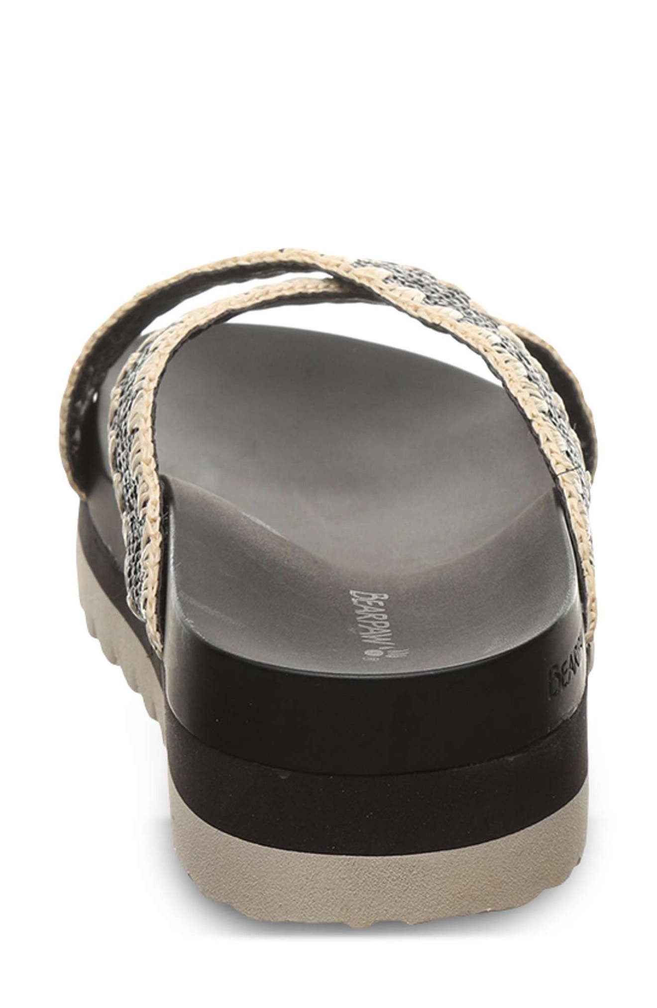 BEARPAW <p>Carina Faux Leather Slide Sandal (Women) </p>, Alternate, color, Black